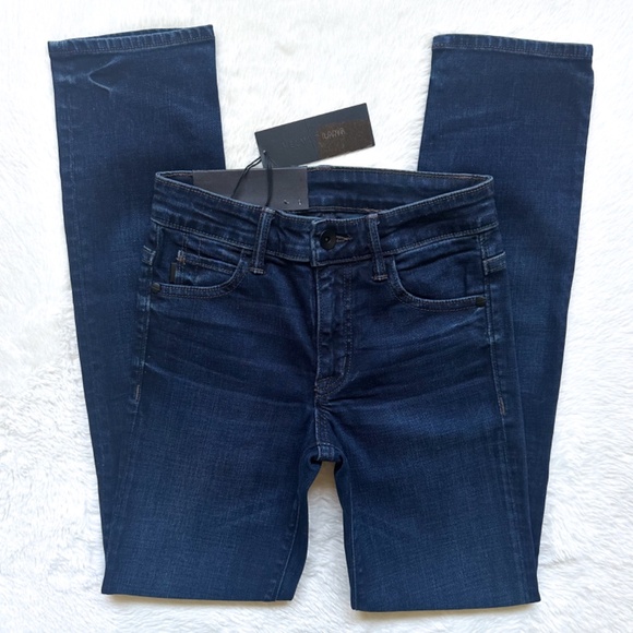 HELMUT LANG Skinny Ankle Cropped Midrise Indigo Wash Stretch Jeans - Picture 2 of 11